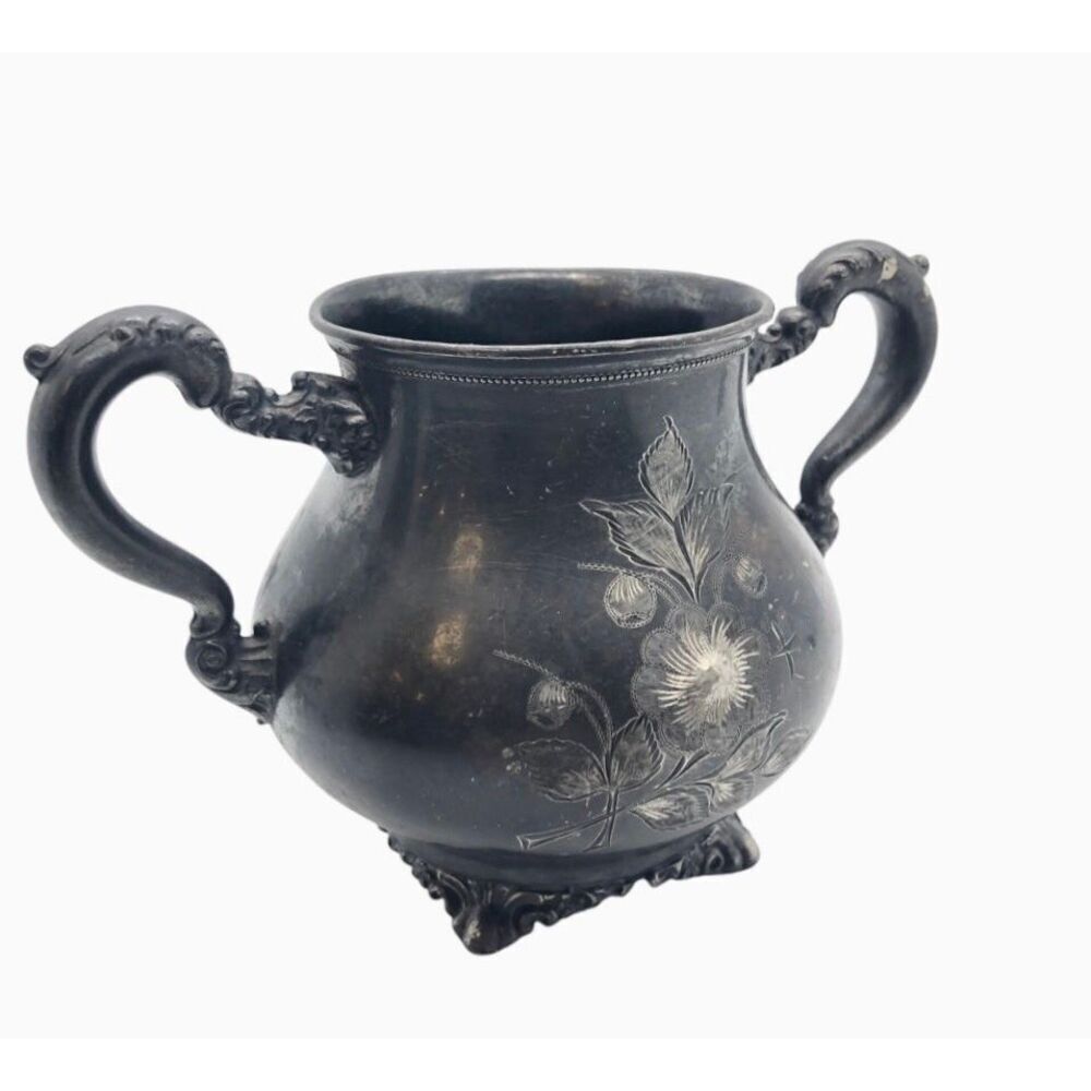 Vintage Monarch Silver Co. Double Handled Footed Vase or Serving Dish